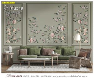 ภาพวอลเปเปอร์กรุผนังลายดอกไม้ สีเขียว