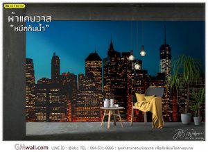ภาพติดผนังห้องลายตึกเมืองยามค่ำคืน