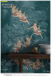 Wallpaperติดผนังลายป่าหิมพานต์ลายไทย