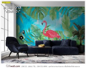 วอลเปเปอร์ลายนกฟลามิงโก้ ติดผนังห้อง