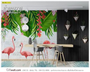 ภาพติดผนังลายนกฟลามิงโก้สีชมพู