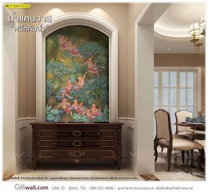 Wallpaperติดผนังห้องลายป่าหิมพานต์ลายไทย
