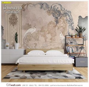 วอลเปเปอร์ตกแต่งผนังห้องลายดอกไม้หรูหรา