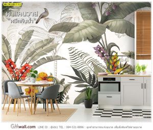 ภาพวอลเปเปอร์ติดผนัง ภาพวาดสวน ป่า