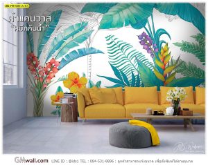 ภาพวอลเปเปอร์ติดผนัง ภาพวาดสวน ป่า สดใส