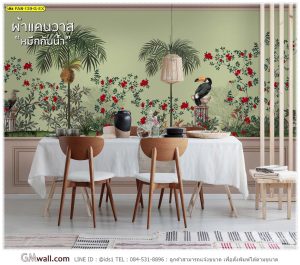 วอลเปเปอร์ติดผนังลายสวนป่าดอกไม้