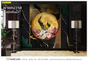 วอลเปเปอร์แต่งห้องลายนกยูงคู่เสริมฮวงจุ้ย