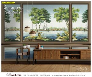 วอลเปเปอร์ติดผนังแต่งห้องนั่งเล่นลายสวน
