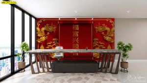 วอลเปเปอร์ติดผนังเสริมฮวงจุ้ยลายมังกร