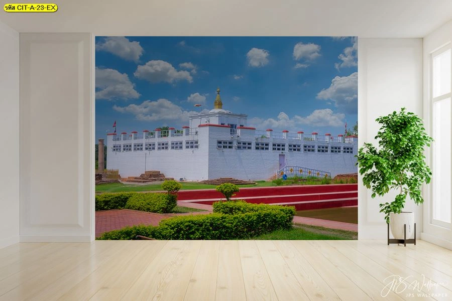 ภาพกรอบแคนวาสลายมหาโพธิเจดีย์พุทธคยาสำหรับตกแต่งห้องพระและพื้นที่ประกอบพิธีกรรมอย่างเรียบร้อยและสงบงาม